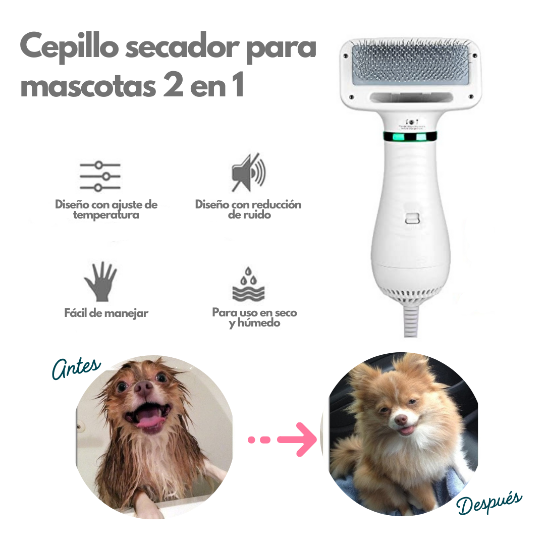 Peine Secador para mascotas 2 en 1